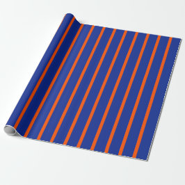 Papel De Regalo Rayas Espaciadas Verticales Azules y Naranjas Inte