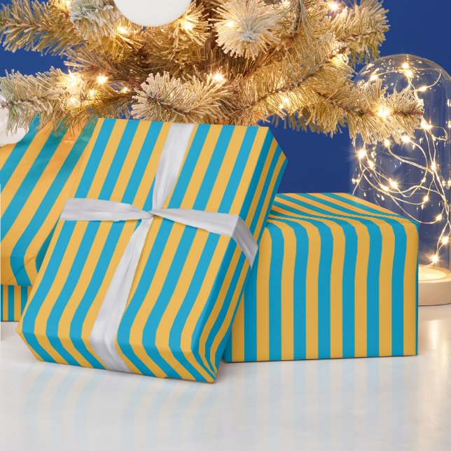 Papel De Regalo Rayas estrechas bebes azules y amarillas (Vacaciones)