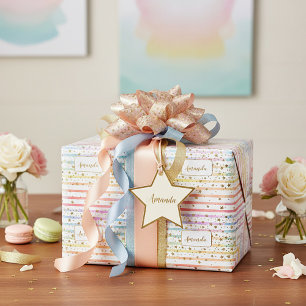 Papel De Regalo Rayas femeninas y estrellas