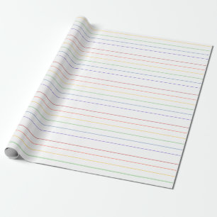 Papel De Regalo Rayas finas de arcoíris sobre fondo blanco