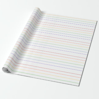 Papel De Regalo Rayas finas de arcoíris sobre fondo blanco