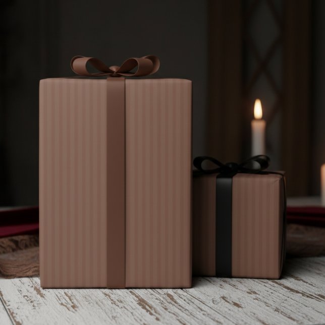 Papel De Regalo Rayas Finas Marrones Oscuras Elegantes (Simple Elegant Vintage Brown Wrapping Paper for Gothic Wedding or Birthday for Him. Brown Pinstripes)