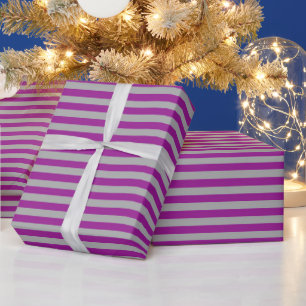Papel De Regalo Rayas finas vintage púrpura y gris