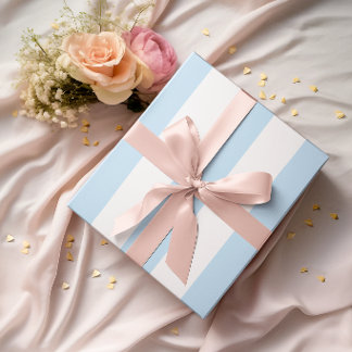 Papel De Regalo Rayas grandes azul claro y blanco