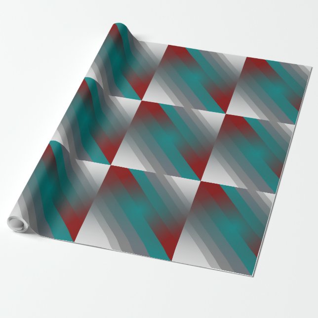 Papel De Regalo rayas grises borgoña verde (Desenrollado)