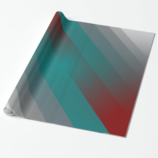 Papel De Regalo Rayas grises burdeos verde azuladas (Desenrollado)