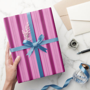 Papel De Regalo Rayas gruesas y delgadas de color rosa claro y ros
