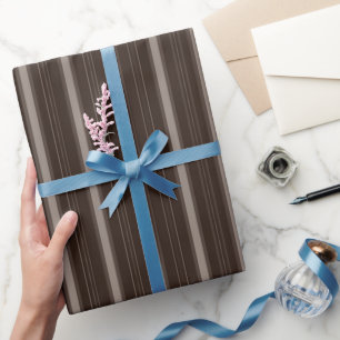 Papel De Regalo Rayas gruesas y delgadas de marrón oscuro y marrón