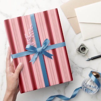 Papel De Regalo Rayas gruesas y delgadas de rojo claro y rojo oscu