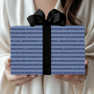 Papel De Regalo Rayas horizontales de estilo brillo índigo oscuro