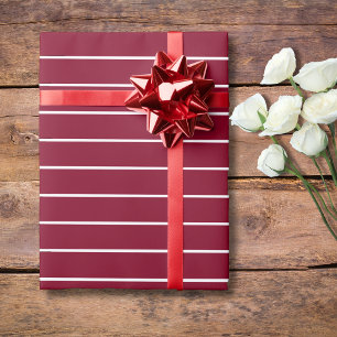 Papel De Regalo Rayas Horizontales Finas Burgundy y Blanco