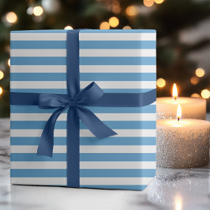Papel De Regalo Rayas horizontales sencillas de azul y blanco de C