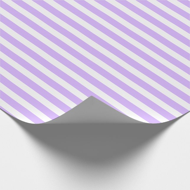 Papel De Regalo Rayas horizontales simples violetas y blancas past (Esquina)