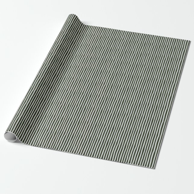 Papel De Regalo Rayas irregulares verde oscuro y gris claro (Desenrollado)