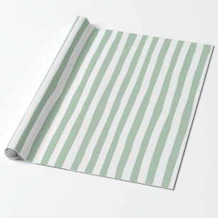 Papel De Regalo Rayas irregulares verdes claras y blancas