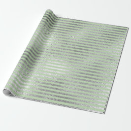 Papel De Regalo Rayas Líneas Mint Verde Pastel Plateado Vip