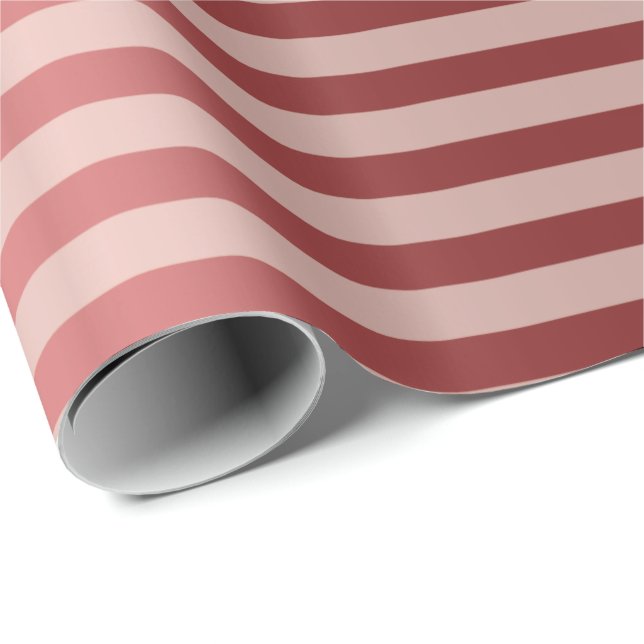 Papel De Regalo Rayas Líneas Rosa Oro Borgoña Marrón Metalizado (Esquina del rollo)