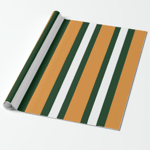Papel De Regalo rayas marrón, verde oscuro y blanco