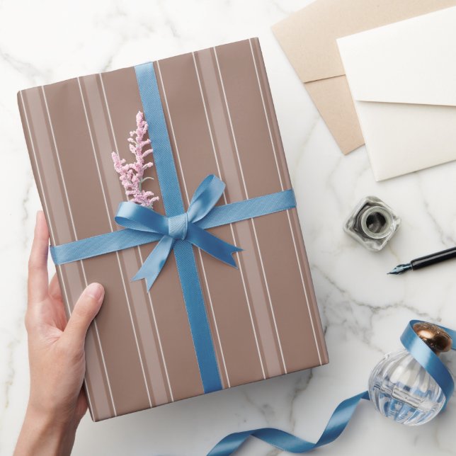 Papel De Regalo Rayas Marrones y Marrones Claros (Regalar)