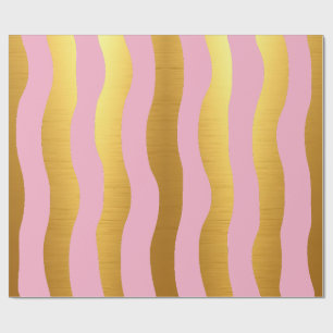 Papel De Regalo Rayas modernas de lujo rosa y dorado