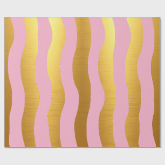 Papel De Regalo Rayas modernas de lujo rosa y dorado