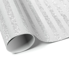Papel De Regalo Rayas Monocromáticas Plateadas Líneas Gris Glam Vi