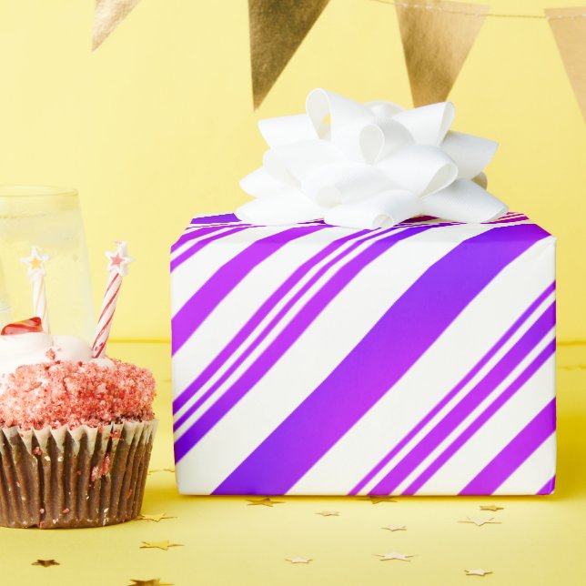 Papel De Regalo Rayas moradas y blancas gradientes (Fiesta de cumpleaños )