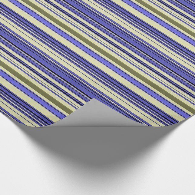 Papel De Regalo Rayas - Morado Azul Amarillo Verde (Esquina)
