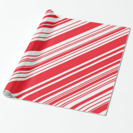Papel De Regalo Rayas multi diagonales rojas y blancas del bastón
