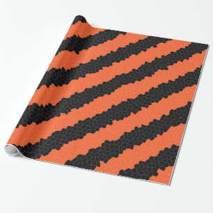 Papel De Regalo Rayas naranja Y Negro