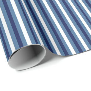Papel De Regalo Rayas Náuticas Azul Marino Azul Ahumado Blanco Cru