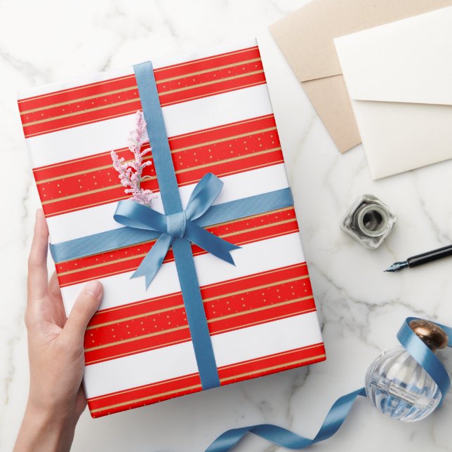 Papel De Regalo Rayas Navideñas Regias (Regalar)