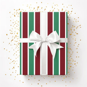 Papel De Regalo Rayas Navideñas Rojas Verdes Festivas