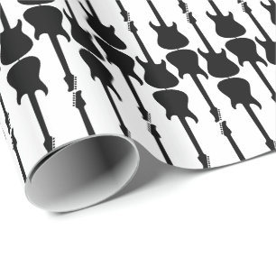 Papel De Regalo Rayas negras de la guitarra eléctrica de la