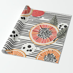 Papel De Regalo Rayas Negras de Rodaja de Cítricos Audaces (3)