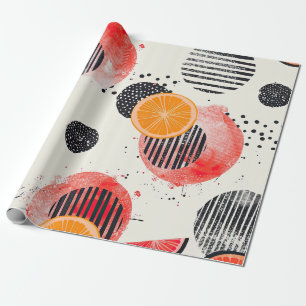 Papel De Regalo Rayas Negras de Rodaja de Cítricos Audaces (6)