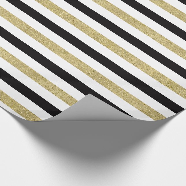 Papel De Regalo Rayas negras del oro (Esquina)