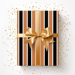 Papel De Regalo Rayas negras Naranja de Halloween