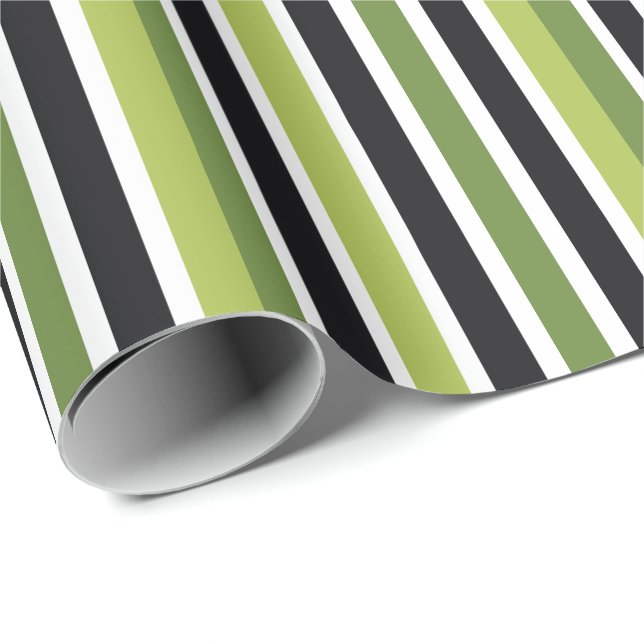 Papel De Regalo Rayas Negras Verdes (Esquina del rollo)