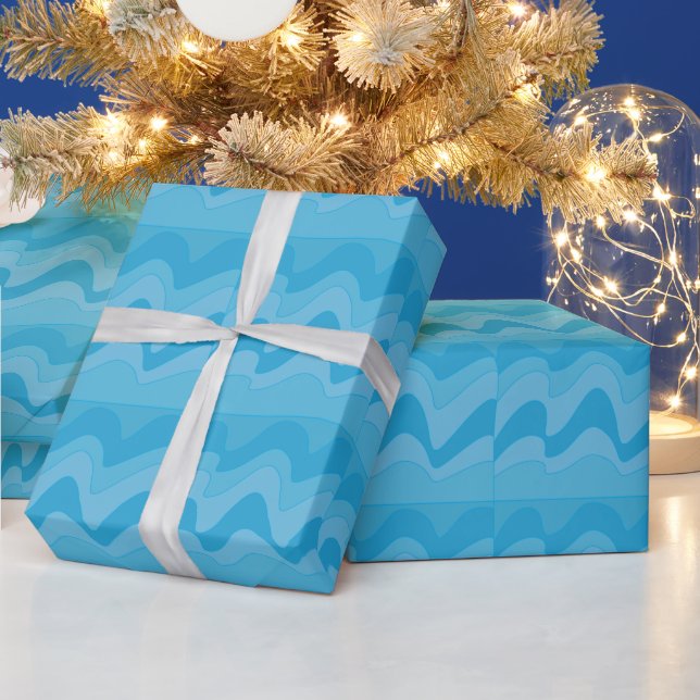 Papel De Regalo Rayas Onduladas Azules  (Vacaciones)