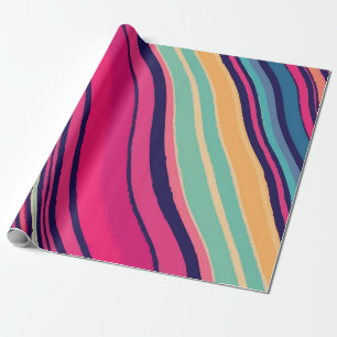 Papel De Regalo Rayas onduladas multicolor vibrantes: abstracto mo