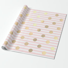Papel De Regalo Rayas Pastel Rosa Rosa Líneas Blancas Puntos Polka