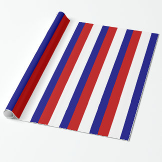 Papel De Regalo Rayas patrióticas blancas y azules rojas