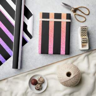 Papel De Regalo Rayas Patrón negro Púrpura púrpura Multicolor