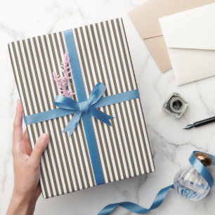 Papel De Regalo Rayas Pesadas Marrón y Blanco