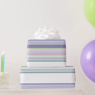 Papel De Regalo Rayas púrpura, Neptuno, verde mar y lavanda