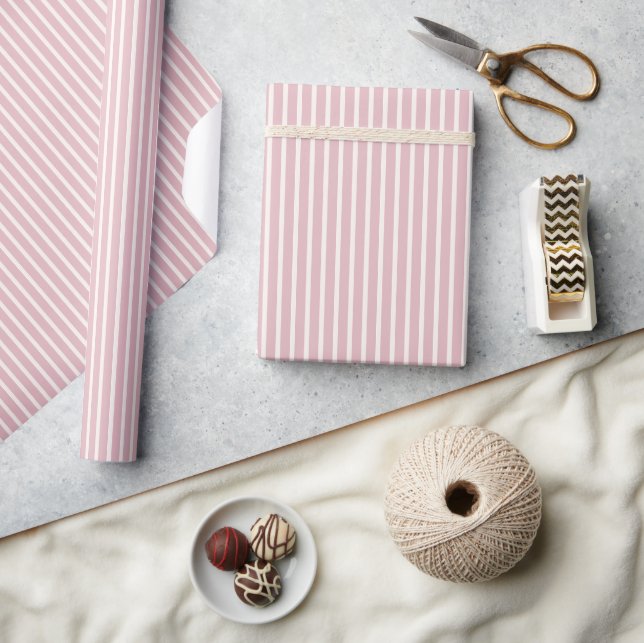 Papel De Regalo Rayas Refinadas de Otoño Temprano | Rosa Discreta (Artesanía)