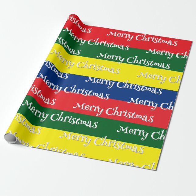 Papel De Regalo Rayas Retro 70 Feliz Navidad (Desenrollado)