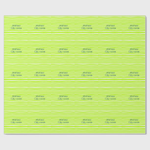 Papel De Regalo Rayas retro verde amarillo neón añaden nombre ciud