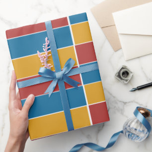 Papel De Regalo Rayas Rojas Azules Amarillas